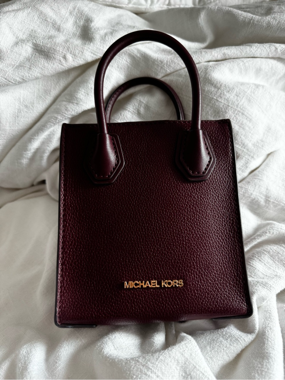 Michael Kors Deep Wine Pebbled Leather Mini Tote